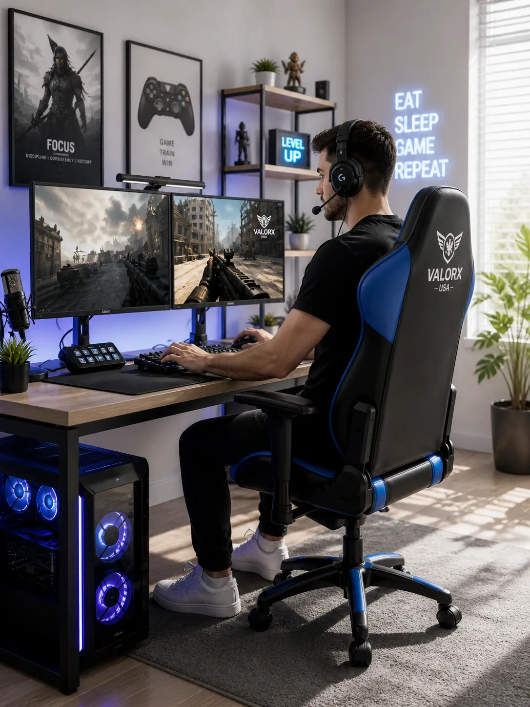 Gaming style setup for competitive sessions
