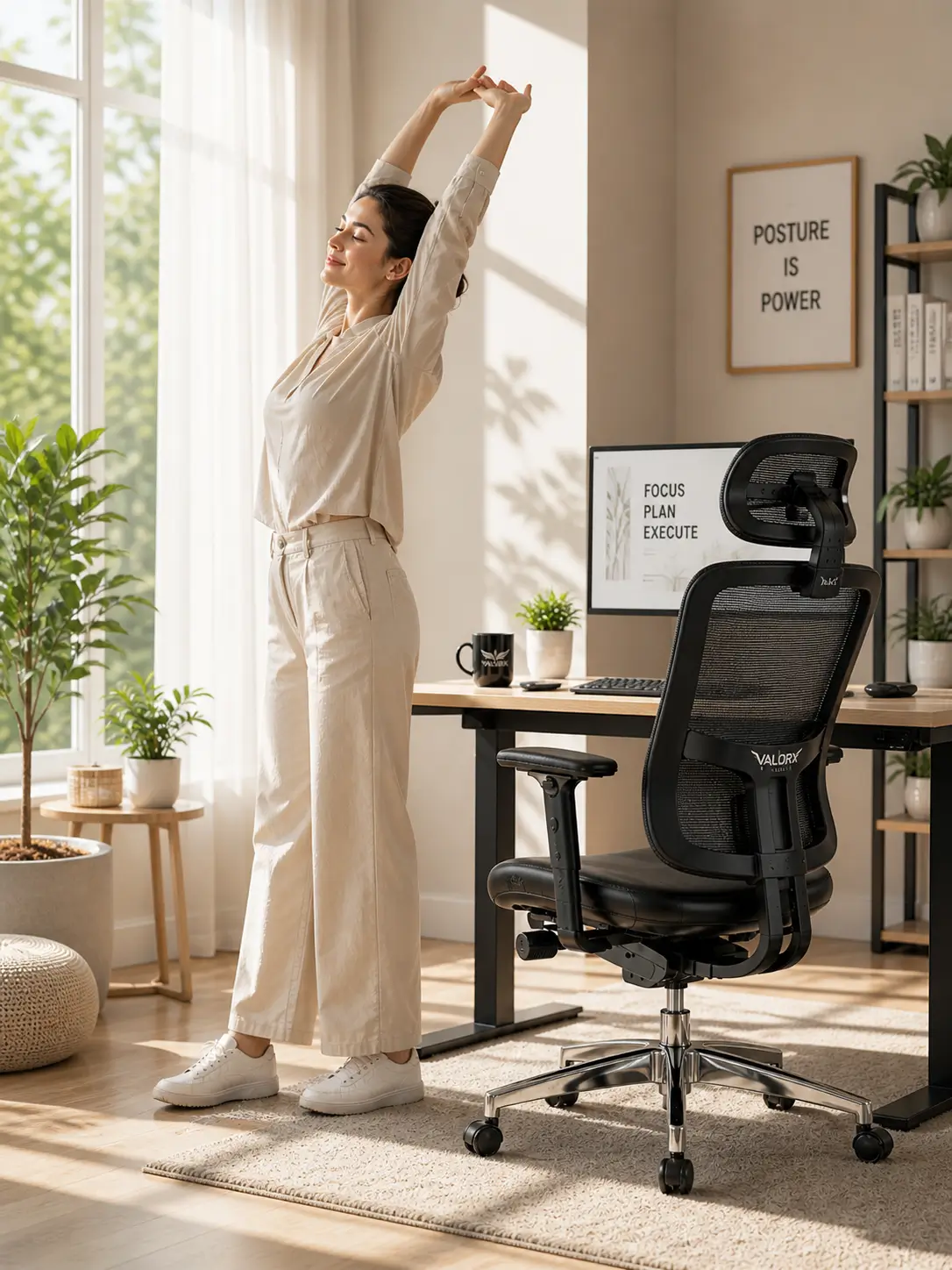 Calm daily comfort ritual at work desk